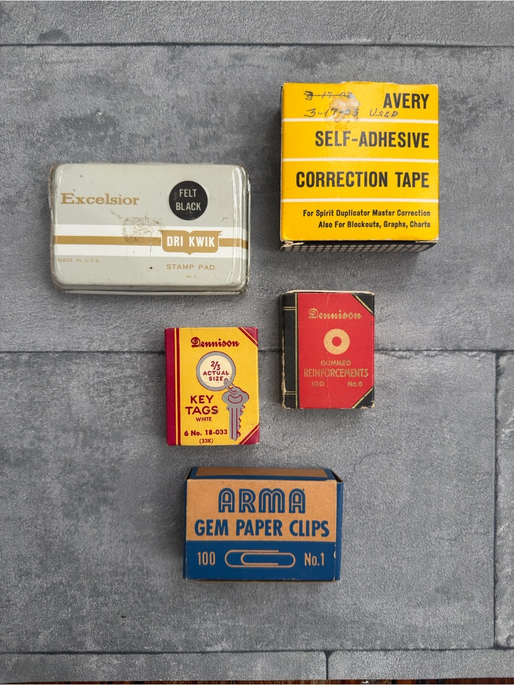 Vintage 50s 60s office supplies. Some used, one empty paper ephemera